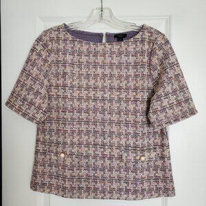 Ann Taylor Metallic Tweed Top Medium Petite
